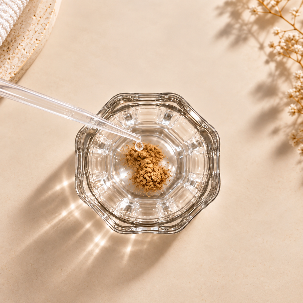 Paso 3: Añade 8–10 gotas de agua mineral